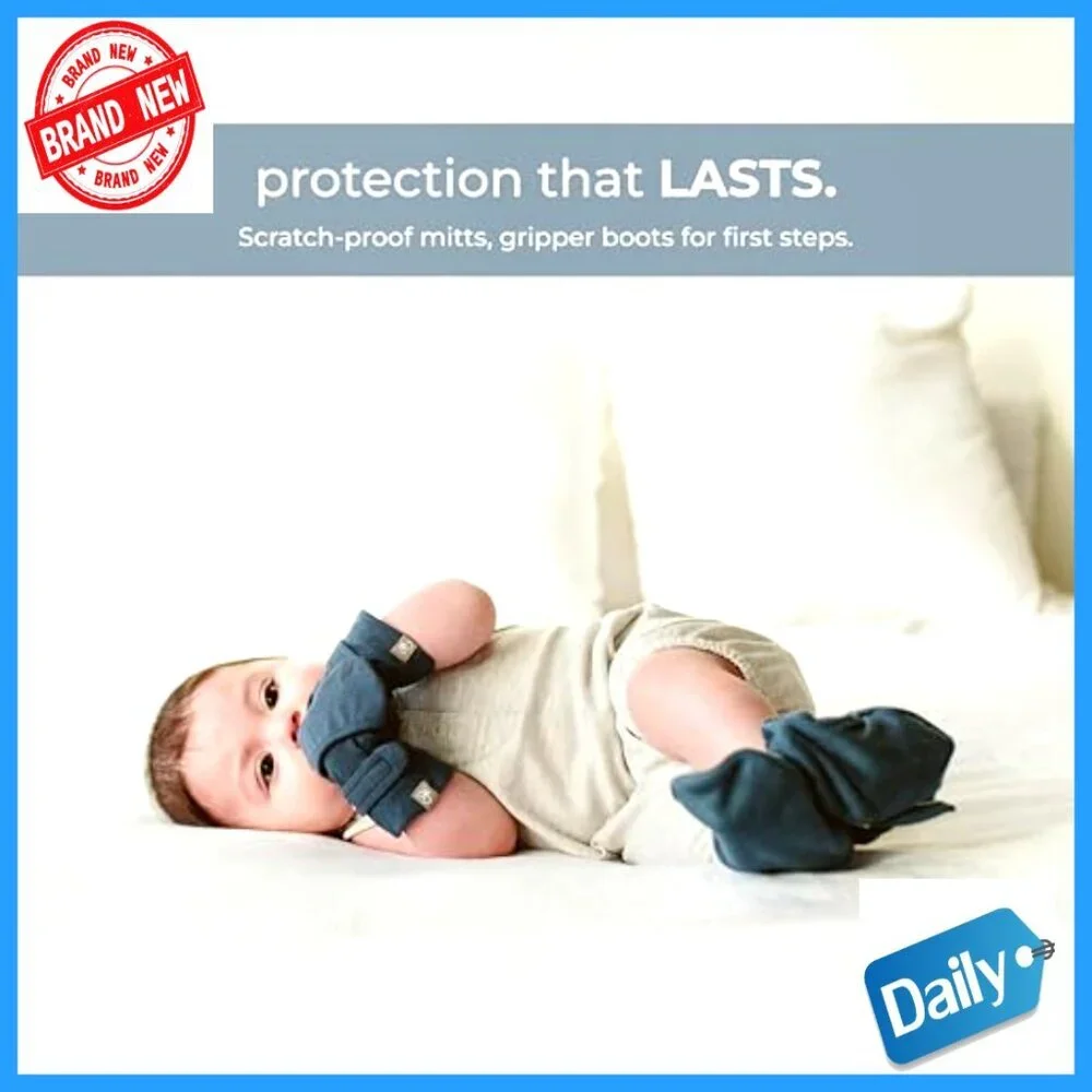 Stay-On Mitts and Boots Bundle, 0-3 Months, Bamboo Cotton Blend